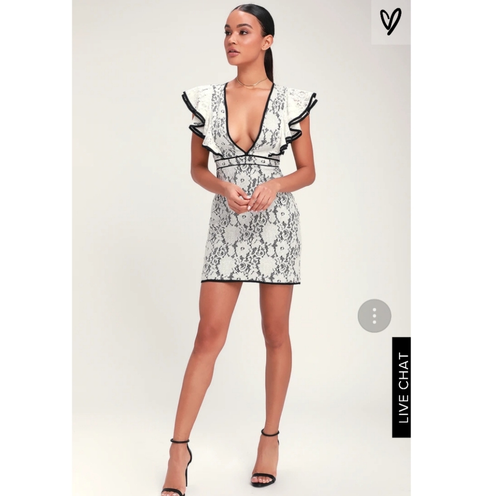 Lulu's White and Black Lace Dress.